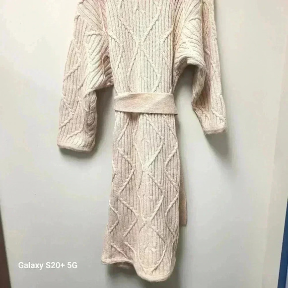 I.B. DIFFUSION Cardigan Duster Sweater Vintage Mohair Blend Tan with Size M - Picture 3 of 5